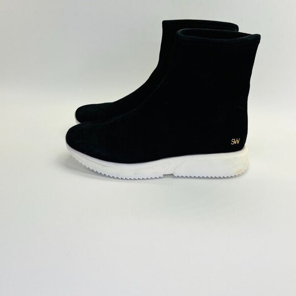 Stuart Weitzman Margo Bootie Size 7 Suede Sock Sneaker Platform Sole Black White - Picture 1 of 11
